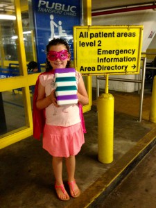 Arriving at the hospital.  